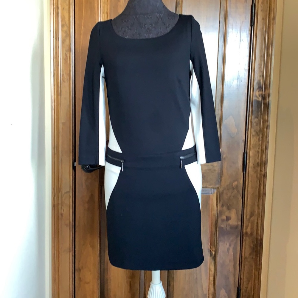 Laundry Long sleeve Mod Black and White Dress